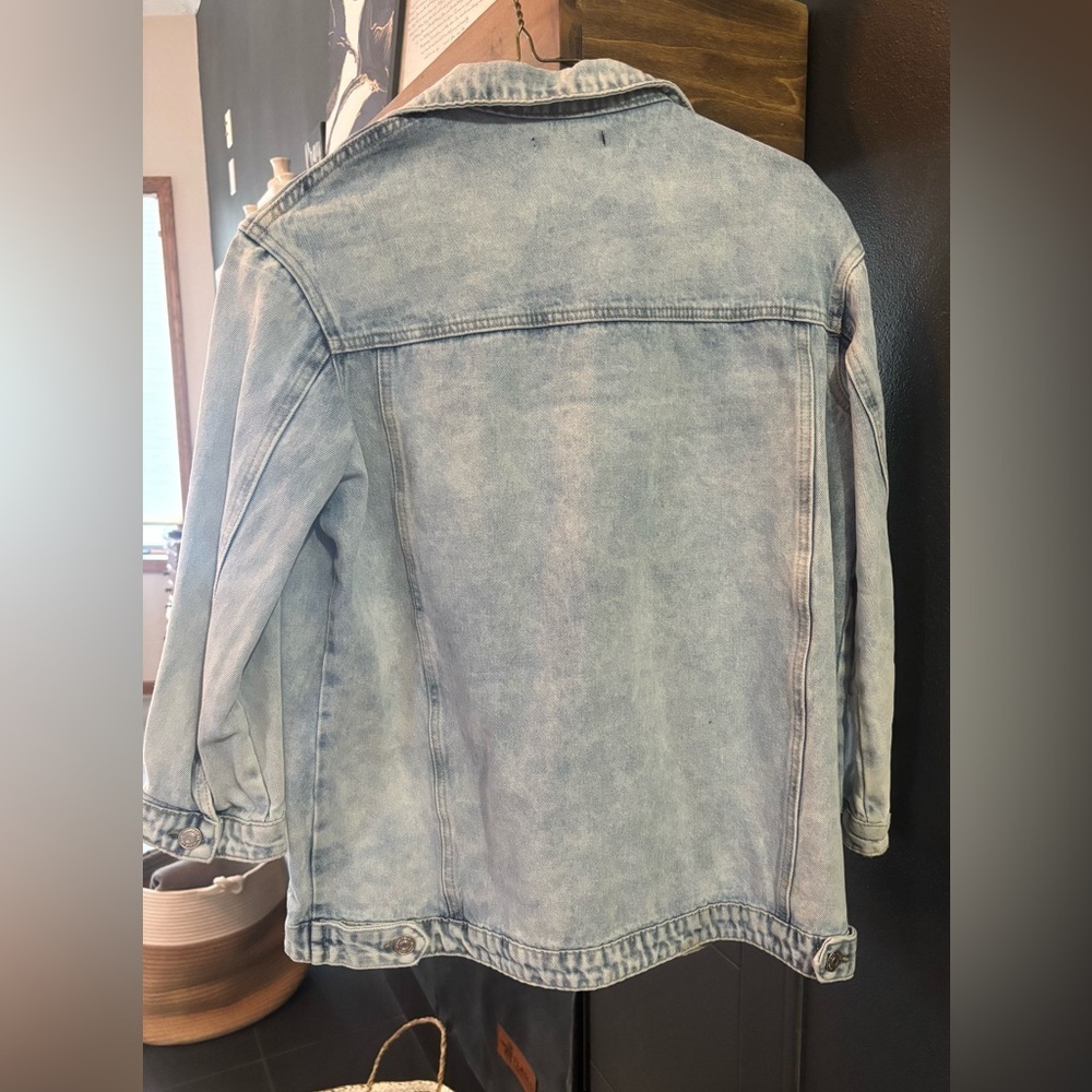 SHEIN Distressed Light Blue Jean Jacket - Picture 3 of 8